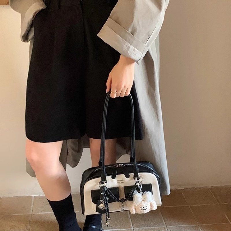 Sac bandoulière rétro carré motif chiot – Image 2