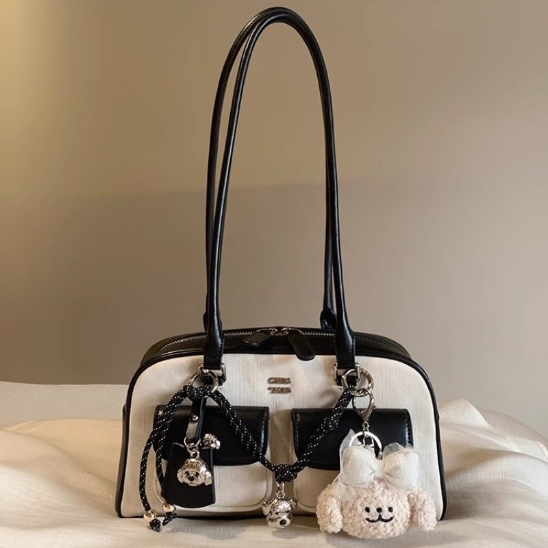 Sac bandoulière rétro carré motif chiot – Image 3