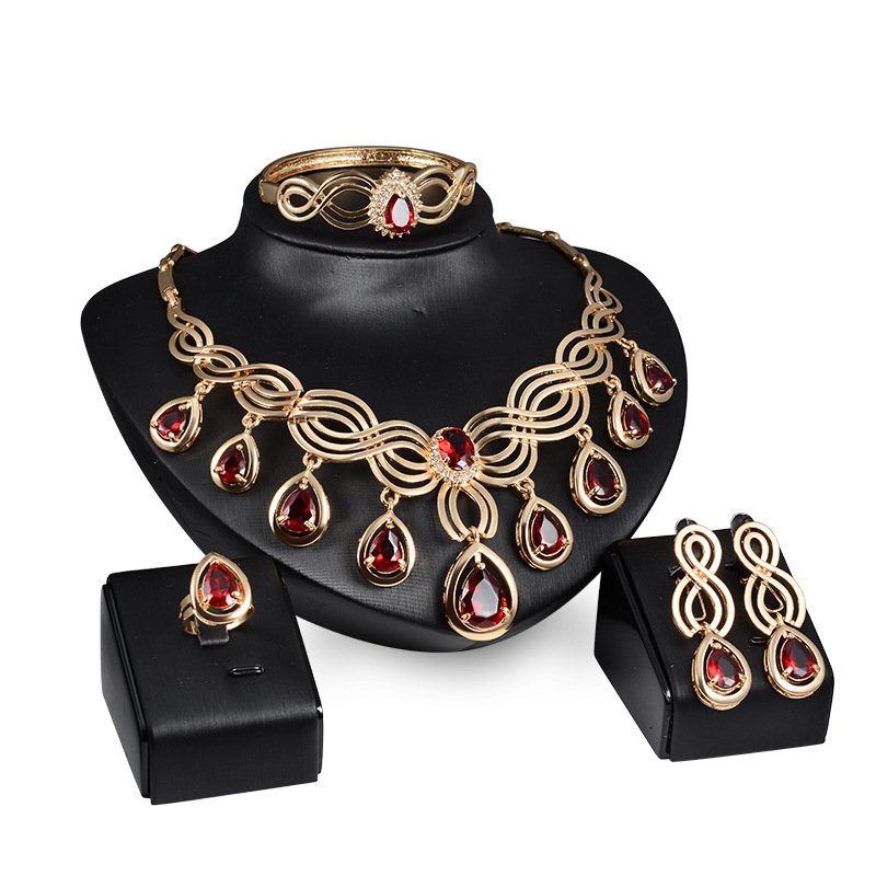 Set Jewelry Fashion Gems Necklace And Earrings Alloy Jewelry – Image 5