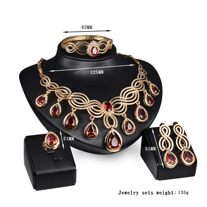 Set Jewelry Fashion Gems Necklace And Earrings Alloy Jewelry – Image 2