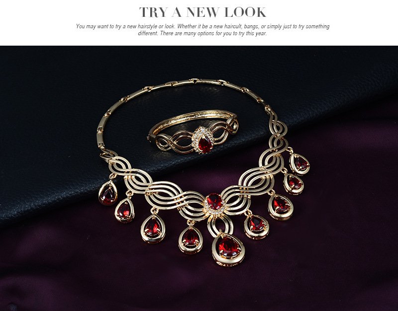 Set Jewelry Fashion Gems Necklace And Earrings Alloy Jewelry – Image 4