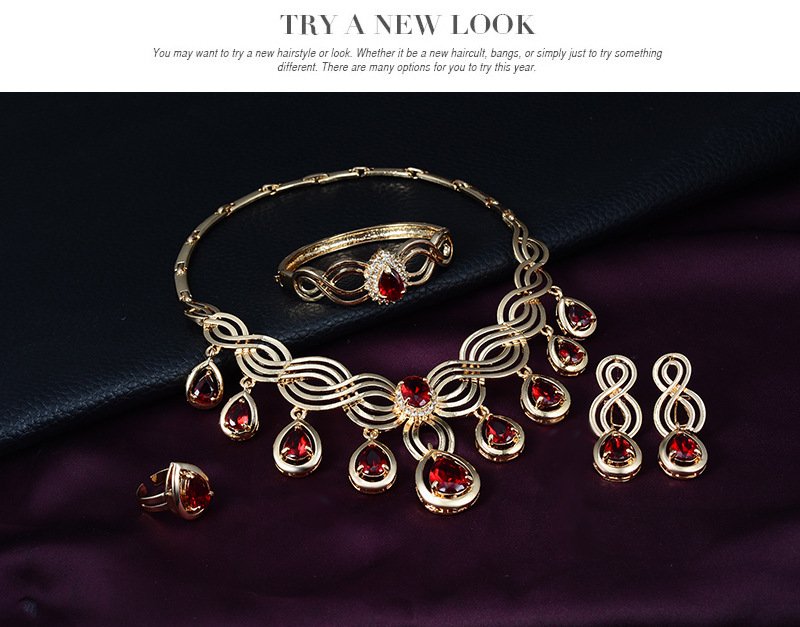 Set Jewelry Fashion Gems Necklace And Earrings Alloy Jewelry – Image 3