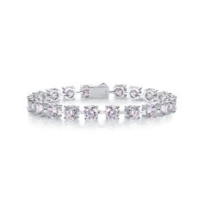 Time Appointment - A Fashionable And Light Luxury Jewelry Silver Bracelet And Bracelet Set With Top-quality Moissanite, S925 Silver Plated Platinum