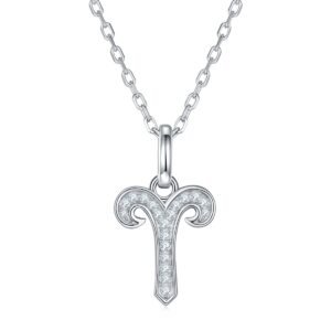 12 Zodiac Signs - Aries, Set With Top-quality Moissanite, Luxurious And Fashionable Light Luxury Trend Jewelry, Silver Necklace, Pendant S925, Silver-plated Platinum