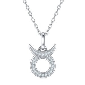 12 Zodiac Signs - Taurus, Set With Top-quality Moissanite, Luxurious And Fashionable Light Luxury Trend Jewelry, Silver Necklace, Pendant S925, Silver-plated Platinum