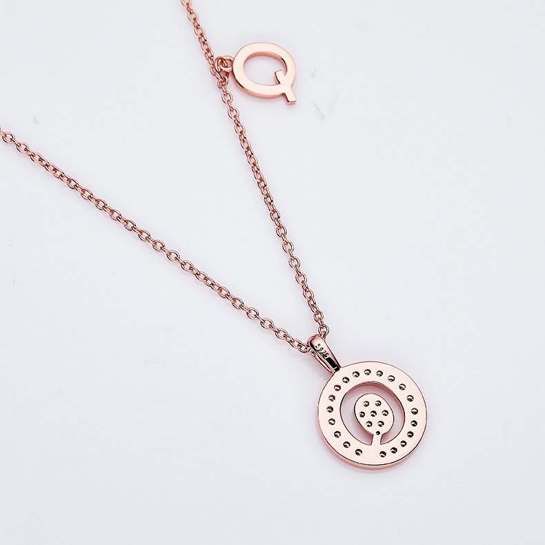 One Of The 26 Letters, Q, Set With Top-quality Moissanite, Luxurious And Fashionable Light Luxury Trend Jewelry, Silver Necklace Pendant S925 Silver Electroplated Rose Gold – Image 2