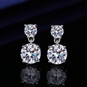 Simulated Moissanite Stud Earrings With 925 Sterling Silver Posts And Six-Prong Setting