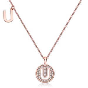 One Of The 26 Letters, U, Set With Top-quality Moissanite, Luxurious And Fashionable Light Luxury Trend Jewelry, Silver Necklace Pendant, S925 Silver Electroplated Rose Gold