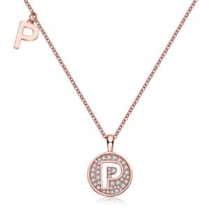 One Of The 26 Letters, P, Set With Top-quality Moissanite, Luxurious And Fashionable Light Luxury Trend Jewelry, Silver Necklace Pendant S925 Silver Electroplated Rose Gold