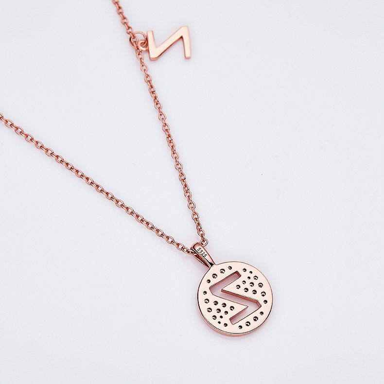 One Of The 26 Letters, Z, Set With Top-quality Moissanite, Luxurious And Fashionable Light Luxury Trend Jewelry, Silver Necklace Pendant S925 Silver Electroplated Rose Gold – Image 2