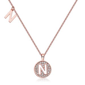 One Of The 26 Letters, N, Set With Top-quality Moissanite, Luxurious And Fashionable Light Luxury Trend Jewelry, Silver Necklace Pendant S925 Silver Electroplated Rose Gold