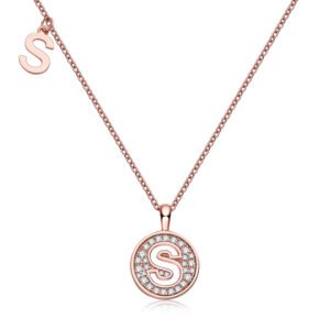 One Of The 26 Letters, S, Set With Top-quality Moissanite, Luxurious And Fashionable Light Luxury Trend Jewelry, Silver Necklace Pendant S925 Silver Electroplated Rose Gold