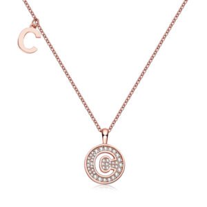 One Of The 26 Letters, C, Set With Top-quality Moissanite, Luxurious And Fashionable Light Luxury Trend Jewelry, Silver Necklace Pendant S925 Silver Electroplated Rose Gold