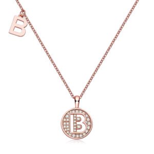 One Of The 26 Letters, B, Set With Top-quality Moissanite, Luxurious And Fashionable Light Luxury Trend Jewelry, Silver Necklace Pendant S925 Silver Electroplated Rose Gold