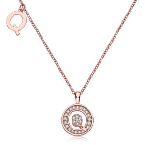 One Of The 26 Letters, Q, Set With Top-quality Moissanite, Luxurious And Fashionable Light Luxury Trend Jewelry, Silver Necklace Pendant S925 Silver Electroplated Rose Gold