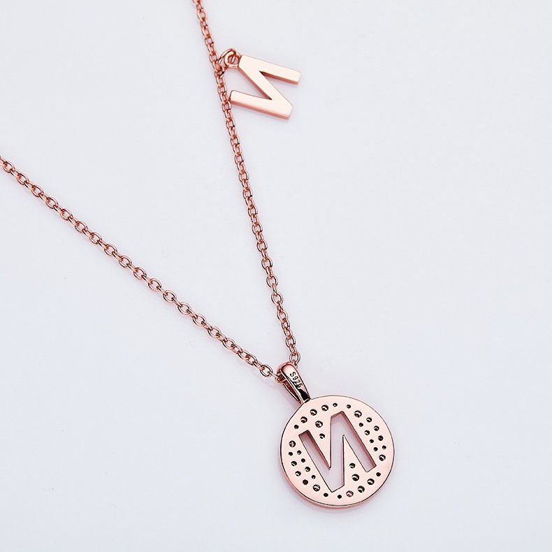 One Of The 26 Letters, N, Set With Top-quality Moissanite, Luxurious And Fashionable Light Luxury Trend Jewelry, Silver Necklace Pendant S925 Silver Electroplated Rose Gold – Image 2