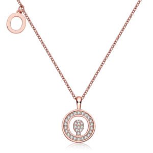 One Of The 26 Letters, O, Set With Top-quality Moissanite, Luxurious And Fashionable Light Luxury Trend Jewelry, Silver Necklace Pendant, S925 Silver Electroplated Rose Gold