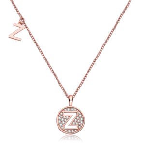 One Of The 26 Letters, Z, Set With Top-quality Moissanite, Luxurious And Fashionable Light Luxury Trend Jewelry, Silver Necklace Pendant S925 Silver Electroplated Rose Gold