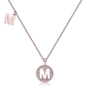 One Of The 26 Letters, M, Set With Top-quality Moissanite, Luxurious And Fashionable Light Luxury Trend Jewelry, Silver Necklace Pendant S925 Silver Electroplated Rose Gold
