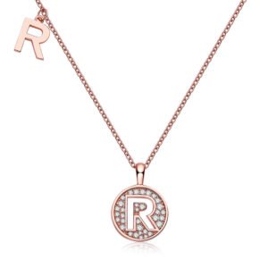 One Of The 26 Letters, R, Set With Top-quality Moissanite, Luxurious And Fashionable Light Luxury Trend Jewelry, Silver Necklace Pendant S925 Silver Electroplated Rose Gold