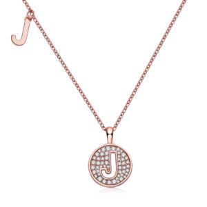 One Of The 26 Letters, J, Set With Top-quality Moissanite, Luxurious And Fashionable Light Luxury Trend Jewelry, Silver Necklace Pendant S925 Silver Electroplated Rose Gold