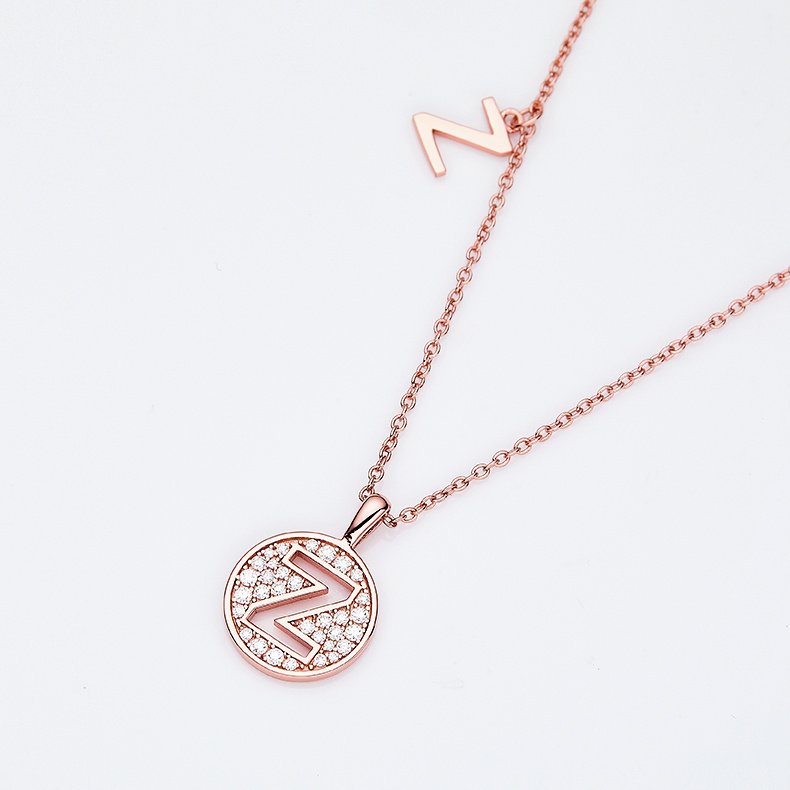 One Of The 26 Letters, Z, Set With Top-quality Moissanite, Luxurious And Fashionable Light Luxury Trend Jewelry, Silver Necklace Pendant S925 Silver Electroplated Rose Gold – Image 6