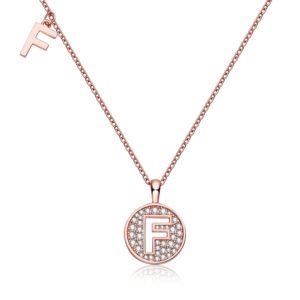 One Of The 26 Letters, F, Set With Top-quality Moissanite, Luxurious And Fashionable Light Luxury Trend Jewelry, Silver Necklace Pendant S925 Silver Electroplated Rose Gold
