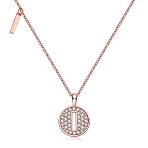 One Of The 26 Letters, I, Set With Top-quality Moissanite, Luxurious And Fashionable Light Luxury Trend Jewelry, Silver Necklace Pendant S925 Silver Electroplated Rose Gold