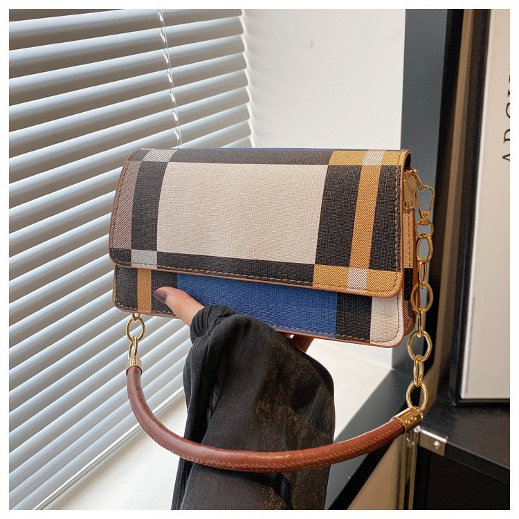 One-shoulder Portable Underarm Flow Color Contrast Patchwork Small Square Bag – Image 8