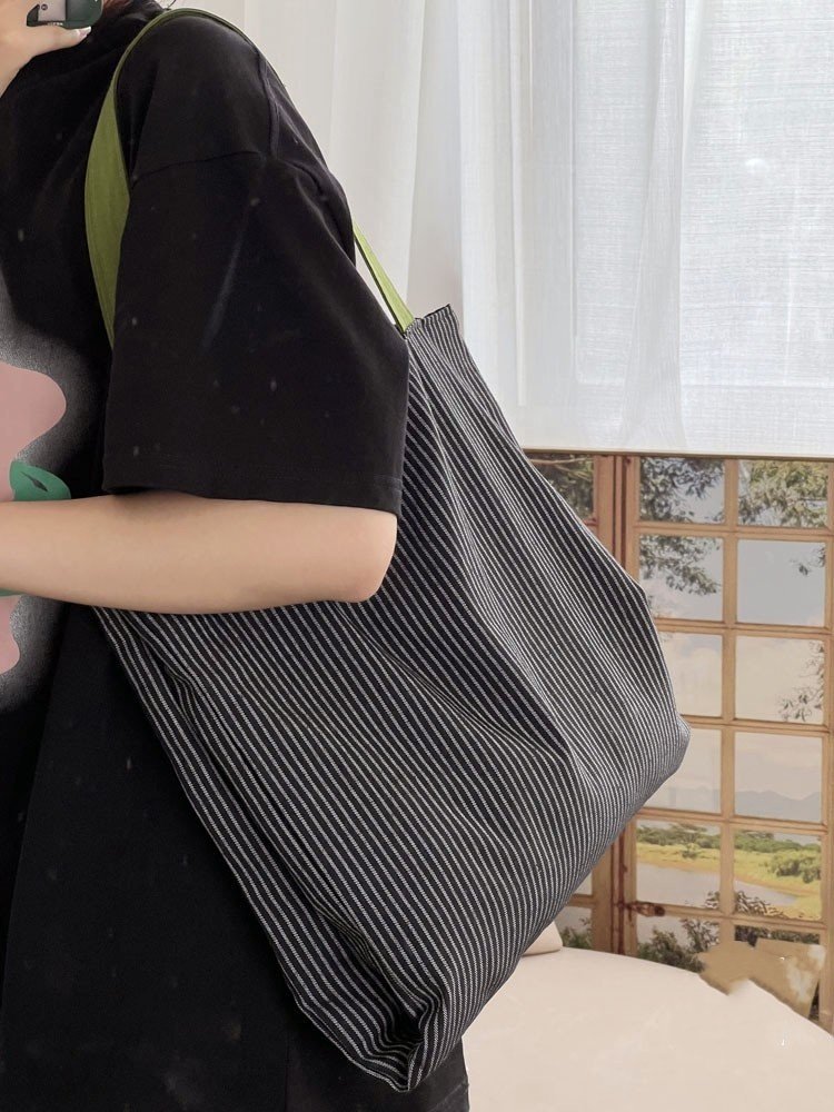 Plaid Canvas Multi-layer Tote Casual Shoulder Bag – Image 5