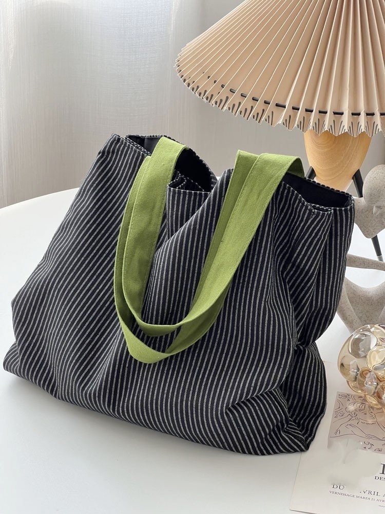 Plaid Canvas Multi-layer Tote Casual Shoulder Bag – Image 3