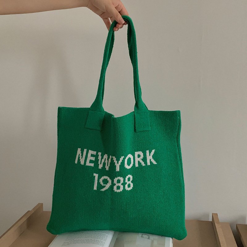 Knitted Letter Retro Trendy Wool Shoulder Bag – Image 6