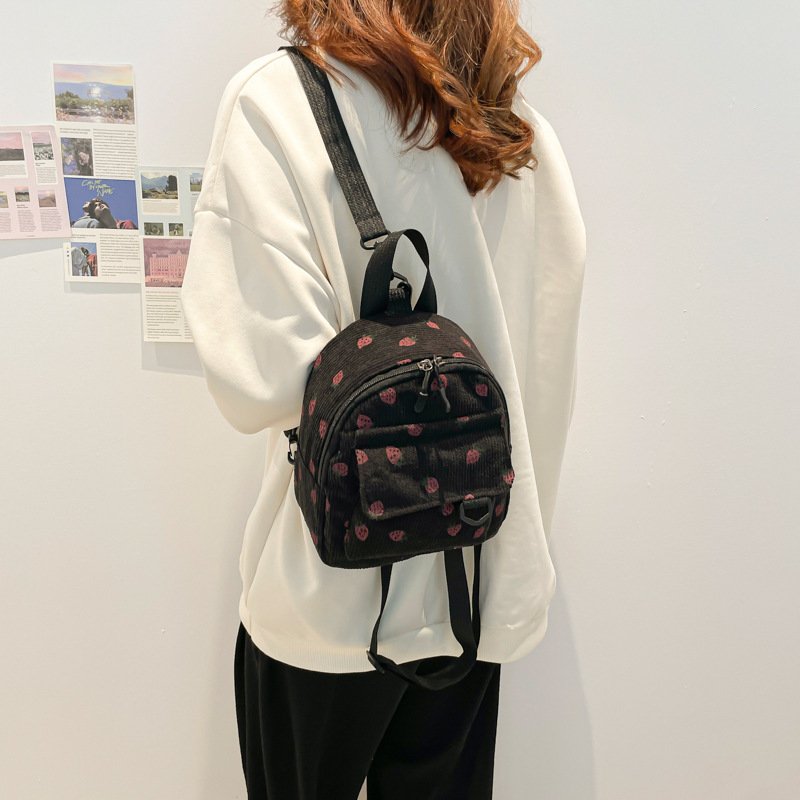 Retro Corduroy Backpack Women's Cute Outing – Image 5
