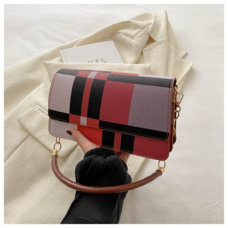 One-shoulder Portable Underarm Flow Color Contrast Patchwork Small Square Bag – Image 6