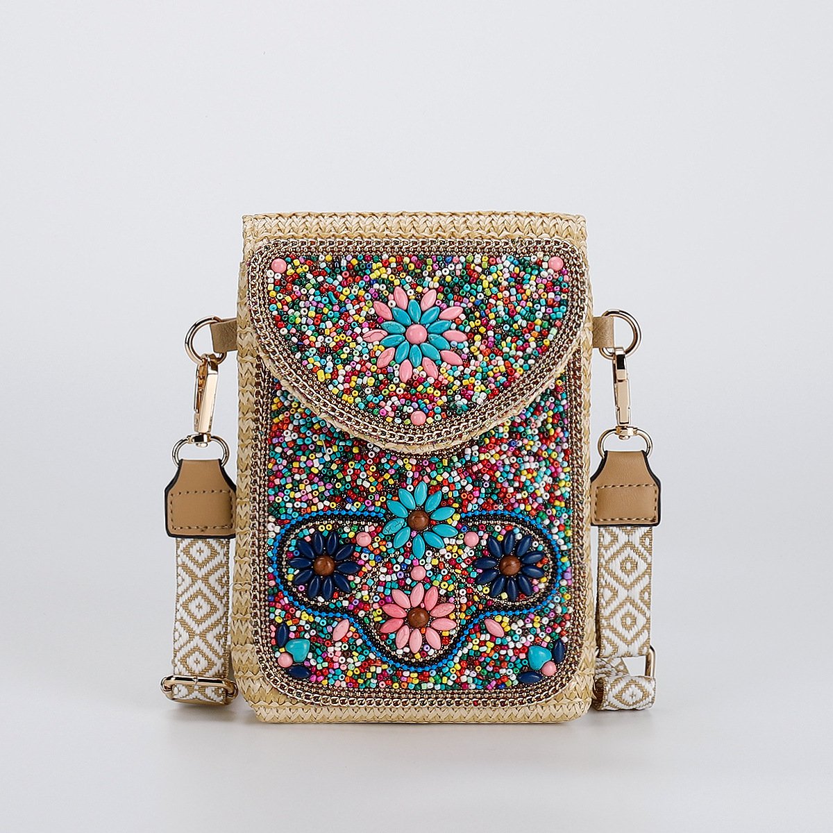 Rice Bead Bag Woven Women's Shoulder – Image 10