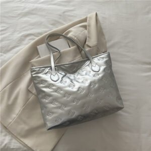 French Retro Simple Embossed Hand-carrying Big Shoulder Bag