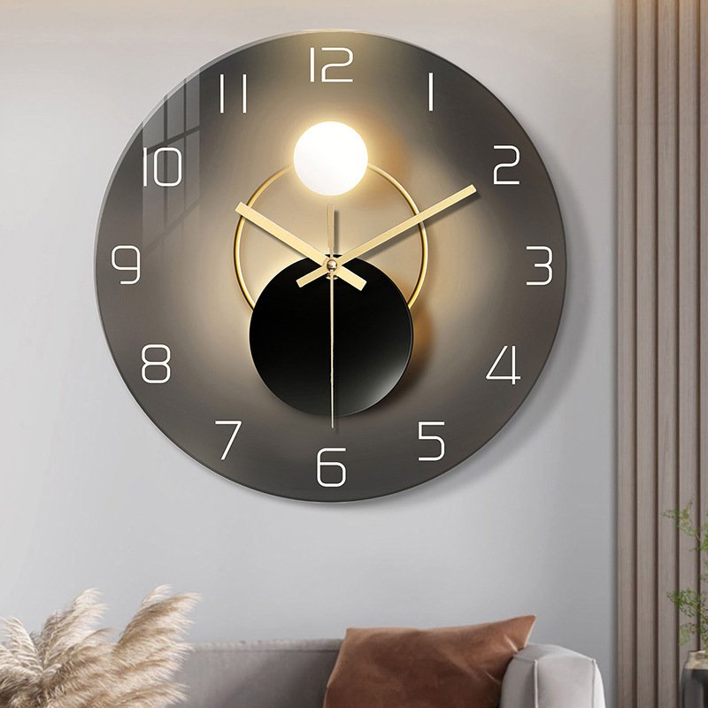 Tempered Glass Wall Clock Mute Living Room Clock Wall-mounted Decorative Clock – Image 2