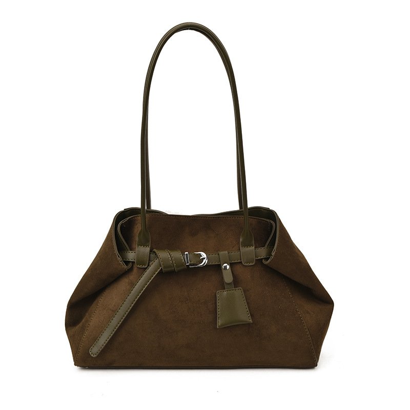 Retro Frosted Suede Tote Bag For Women Large Capacity Shoulder Bag – Image 7