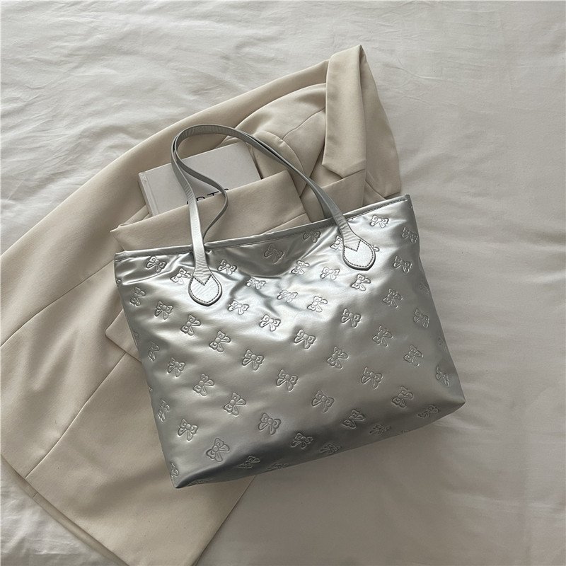 French Retro Simple Embossed Hand-carrying Big Shoulder Bag – Image 7