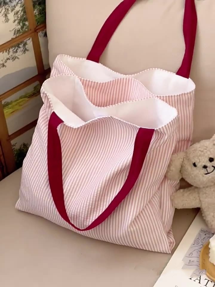 Plaid Canvas Multi-layer Tote Casual Shoulder Bag – Image 2