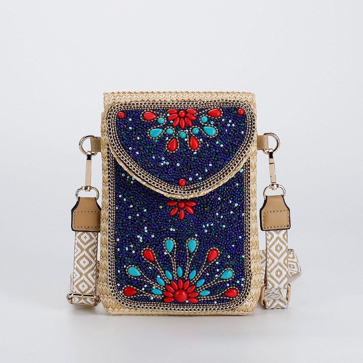 Rice Bead Bag Woven Women's Shoulder – Image 9