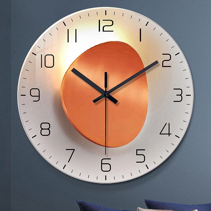Tempered Glass Wall Clock Mute Living Room Clock Wall-mounted Decorative Clock – Image 4