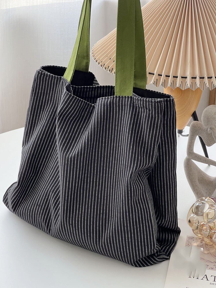 Plaid Canvas Multi-layer Tote Casual Shoulder Bag – Image 4