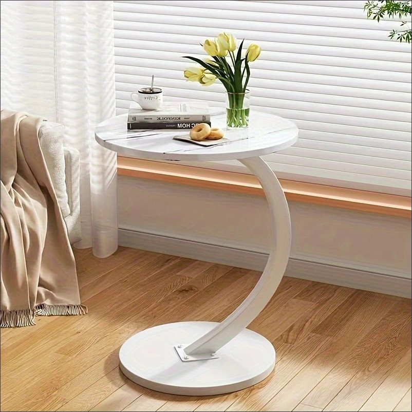 Round Small Coffee Table Living Room Sofa Side Table Bedroom Bedside Table Bedside Table Small Table Movable Coffee Table – Image 7
