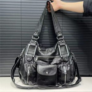 Women's Fashion Vintage Lychee Pattern Tote Messenger Bag