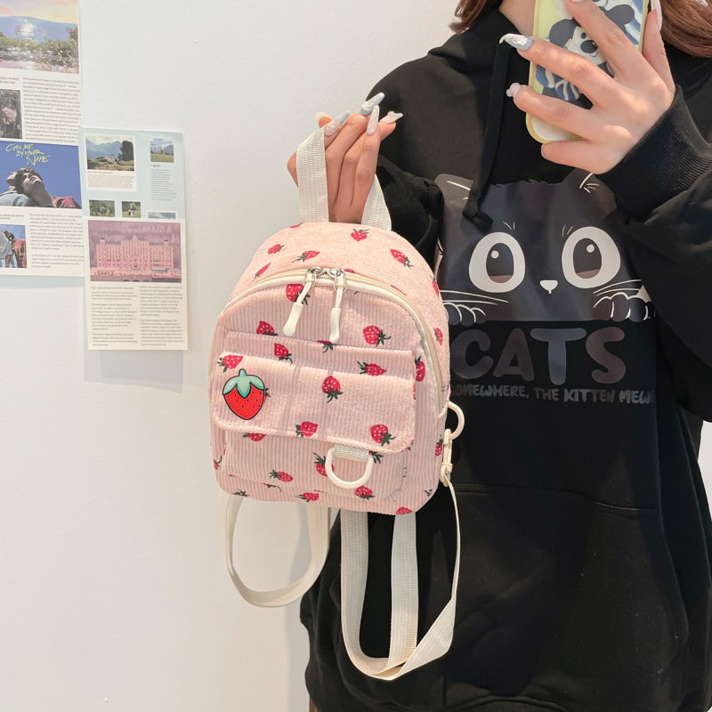 Retro Corduroy Backpack Women's Cute Outing – Image 3
