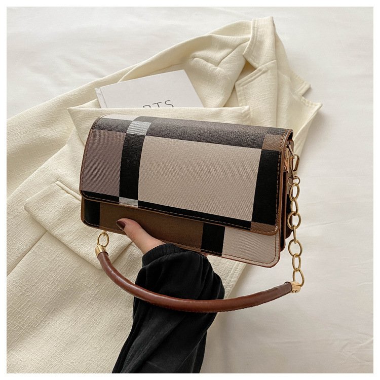 One-shoulder Portable Underarm Flow Color Contrast Patchwork Small Square Bag – Image 7