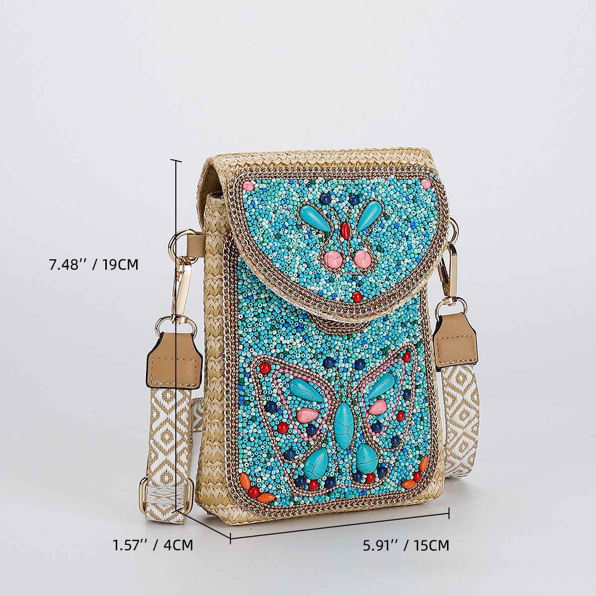 Rice Bead Bag Woven Women's Shoulder – Image 2