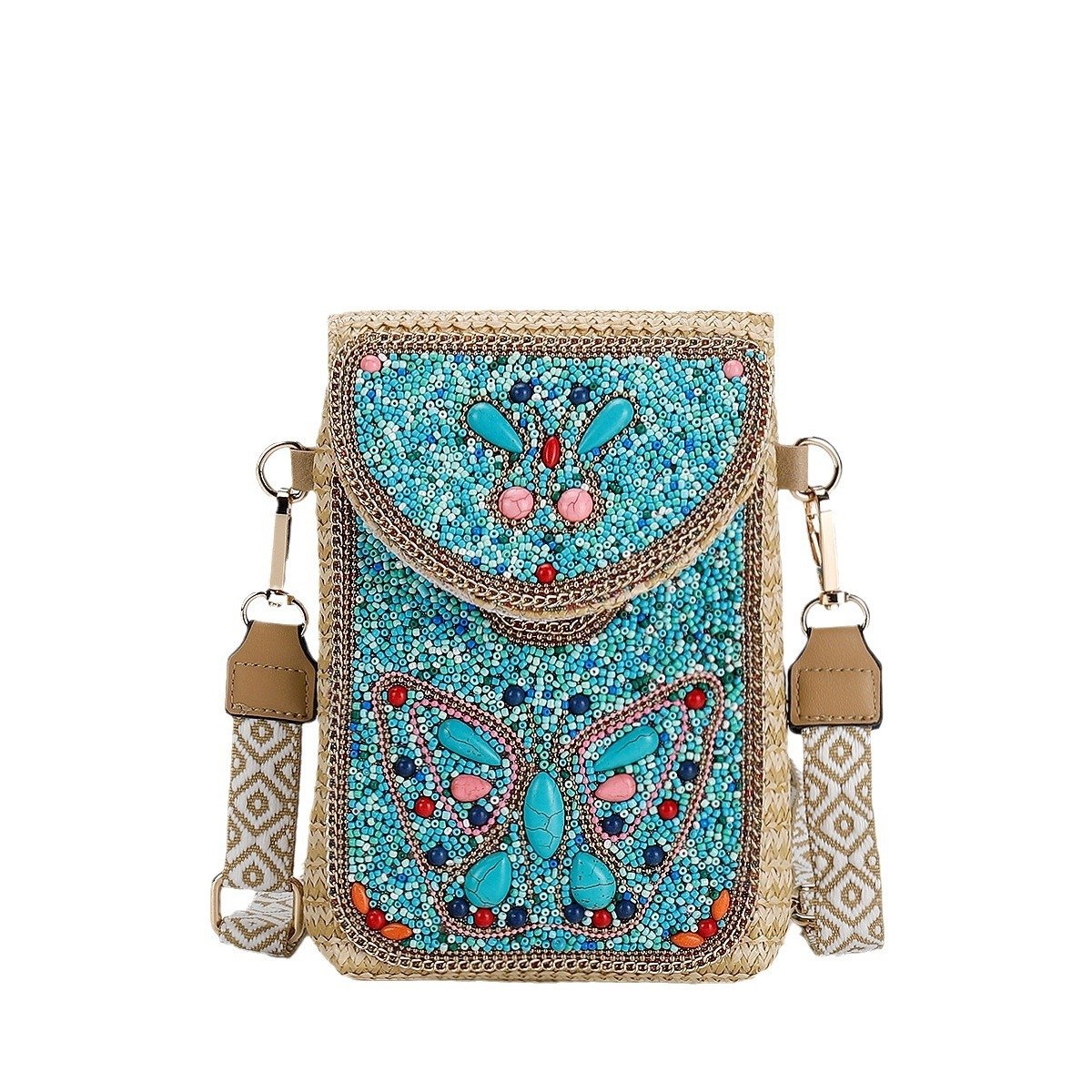 Rice Bead Bag Woven Women's Shoulder – Image 5