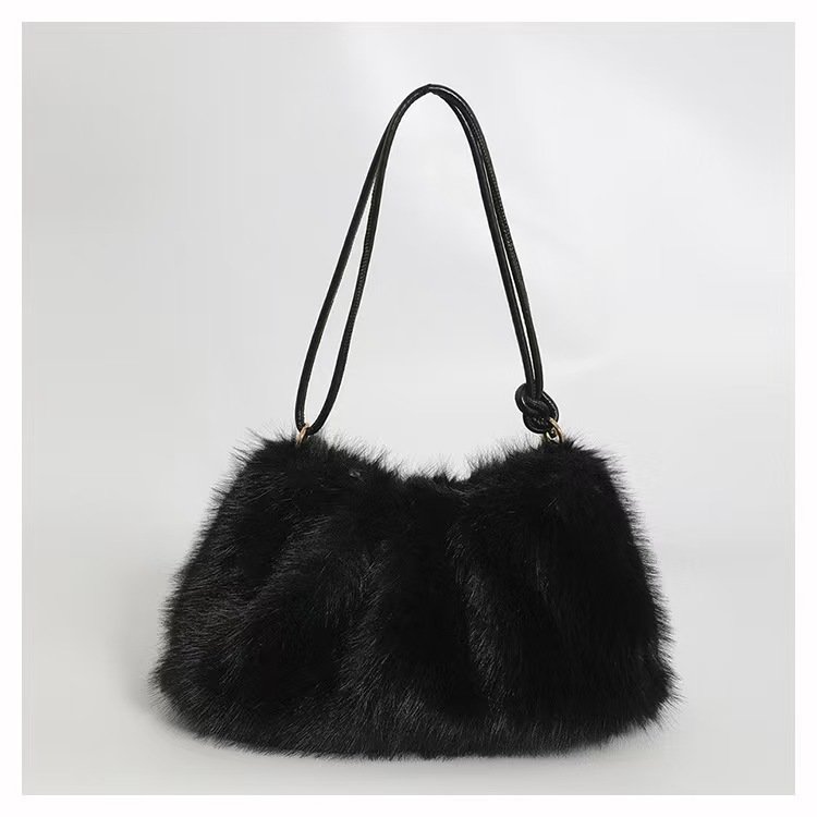 Plush Bag Women's Fashion Casual Portable Underarm Bag – Image 3